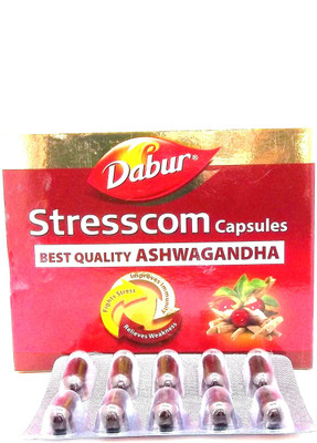 Dabur STRESSCOM (BEST QUALITY ASHWANGADHA CAPSULE)(120 Capsules)