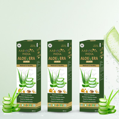 Aarogya India Aloe vera Juice Natural & Healthy Good for Liver Function(Pack of 3, 1500 ml)