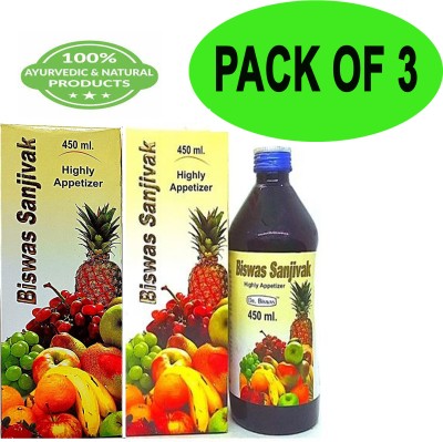 DR BISWAS Sanjivak Syrup 450 ml for All kind of appetizer(Pack of 3)