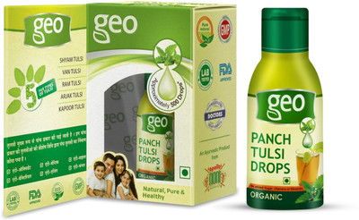 GEO Natural Panch Tulsi: Concentrated Extract Drops of 5 Rare Tulsi for Natural Immunity Boosting & Cough and Cold Relief(20 ml)