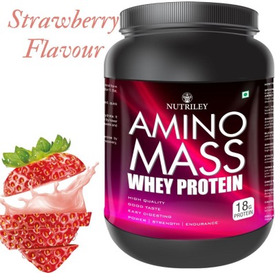 NUTRILEY Amino Mass Body Weight Protein Supplement Increase Body Strength Muscle Gainer Weight Gainers/Mass Gainers(500 g, Strawberry Flavour)