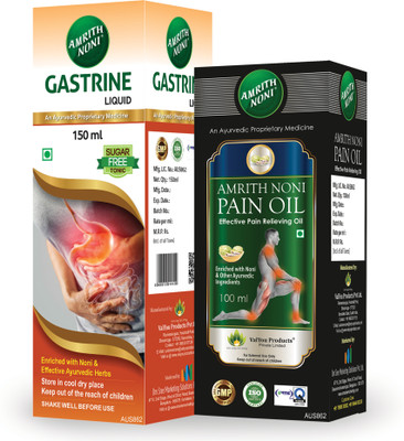 AMRITH NONI Gastrine 150ml + Pain Oil 100ml – Natural Digestive Support & Herbal Pain Relief(150 ml, 100 ml)