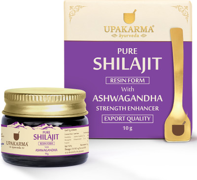 UPAKARMA Pure Shilajit Resin with Ashwagandha to Boost Performance, Power, and Stamina(10 g)