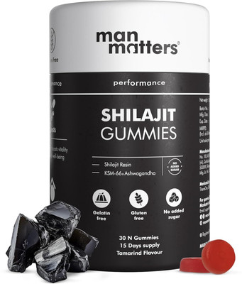 Man Matters Shilajit Gummies Pure Shilajit & Ashwagandha KSM66 Boosts Stamina & Strength(30 Tablets)
