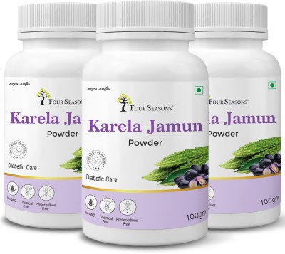 Four Seasons Karela Jamun Powder| Maintaining Blood Sugar Levels|Stimulate Insulin Secretion(Pack of 3)