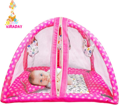 KIRADAY Baby Kick and Play Gym wit Mosquito Net and Set 21 Polyester Washable Infants Mosquito Net(Pink, Tent)