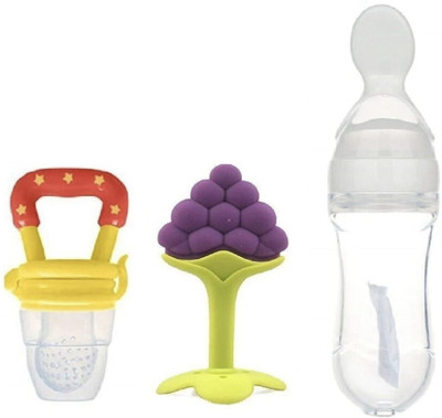 K3NTERPRISES Combo Baby Food Feeder Fruit Nibbler & Teether Pack-3 FST-1 Cap-90 ml combo 1  - silicone(combo 8)