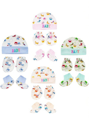 twotogether Baby Boys & Baby Girls Casual Cap Mitten, Bootie(multicolour bear print)