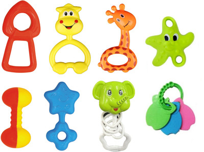 Krishna Enterprise Rattles Set of 8 Pcs with Various Exciting Toys for New Borns & Infants Rattle(Multicolor)