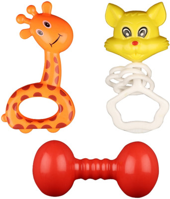 ENGITECH Lovely Attractive Colorful Non Toxic BPA Free 3 Rattles Toys Set for Babies Rattle(Multicolor)