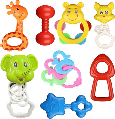 ENGITECH Learn With Fun Set of 8 Pcs with Various Exciting Toys for New Borns & Infants Rattle(Multicolor)
