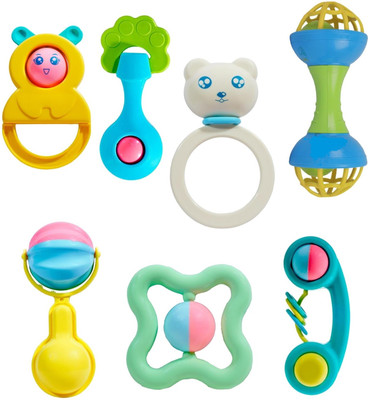 AR KIDS TOYS Rattle Set for Babies 0-6 Months Rattle and Teether Toys for Baby - Set of 7 Pcs Rattle(Multicolor)
