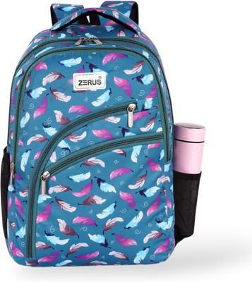 ZERUS Feather Style Girls School Bag with Laptop Sleeve for Tuition Daily Travel Use 30 L Backpack(Blue)