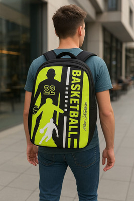 DESTINY ENT Neon Green Basketball Design Backpack – Trendy School & Travel Bag for Boys 45 L Backpack(Black, Green)