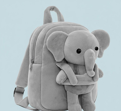 UDHNA Soft Plush Elephant Backpack for Kids – Cute Grey School & Travel Bag 12 L Backpack(Grey)