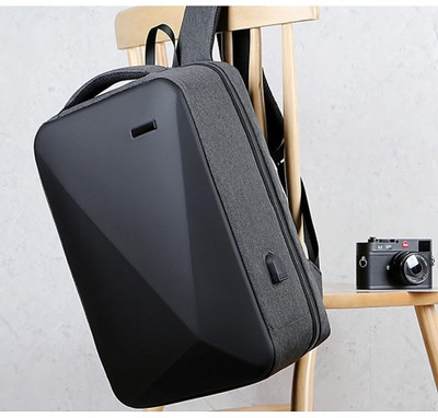 i- Mpack Hard Shell Travel Laptop Backpack with USB Charging Port, Water Resistant Laptop Bag(Grey)