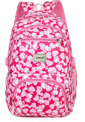 ZERUS Hello Kitty Pink Girls Backpack with 4 Compartments Cute & Spacious School Bag 35 L Laptop Backpack(Pink)