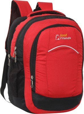 Good Friend Backpack 3 compartments Heavy duty For School, College, Office Laptop Bag Waterproof School Bag(Red, 30 L)