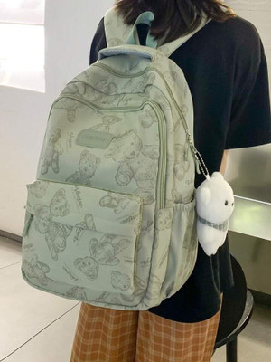 WALSON Laptop Backpack Bear Face Printed Casual Backpack for College & Office 30 L Backpack(Green)