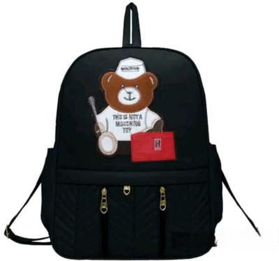 ZAFASHION Teddy Bear Printed Bag 7 L Backpack(Black)