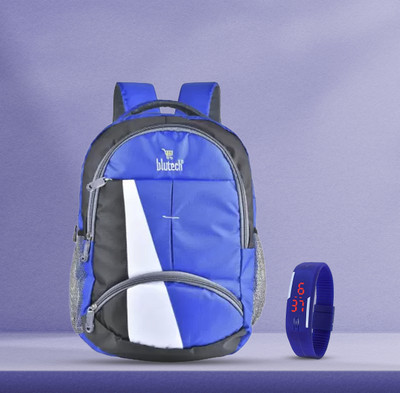 blutech Polyester 36 Liters Waterproof Royal Blue School Backpack+Blue Digital LED Unsex Free Waterproof School Bag(Blue, 36 L)