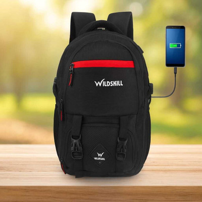WILDSKILL Anti-Theft Laptop Backpack with USB Charging Port 40 L Laptop Backpack(Black)