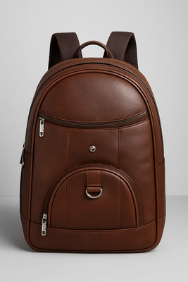 CRS CREATIVE Vegan Leather Casual Backpack for Office/School/College/Business 35 L Laptop Backpack(Brown)