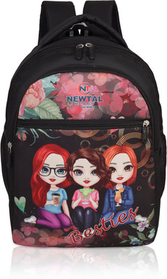 newtal Printed School Bag for Kids – Fun Cartoon Design with Large Storage Space 40 L Backpack(Black)