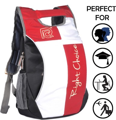 RIGHT CHOICE (2231) BLACK RED WHITE stylish tuff quality college school casual bag boy & girl 20 L Backpack(Red, White, Black)