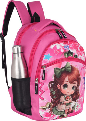 AM Creation Girl's Medium 22L Waterproof School Backpack Cartoon Bag for 4-9 Years 22 L Backpack(Pink)