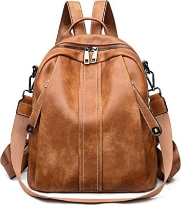 DAP CREATIONS Stylish PU Leather Students School Backpack Bags For Girls 25 L Backpack(Tan)