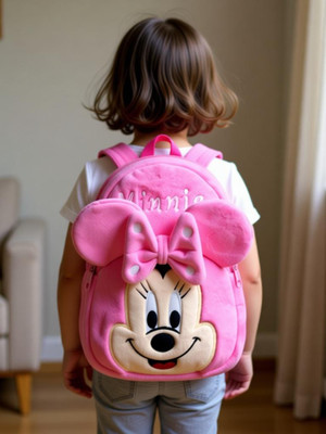 BHAVYA pink minnie Kids School Bag Soft Plush Backpacks Cartoon Boys Girls Baby (2-5 Years) School Bag(Multicolor, 15 inch)