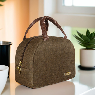 LOREM Khaki Linen Textured Insulated Tiffin bag/Lunch Bag For Men & Women TB21 Lunch Bag(Mustard, 8.19 L)