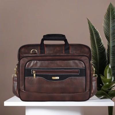 LOREM Brown & Black Color Faux Leather 28L Messenger Bag For Men BG106 Waterproof Messenger Bag(Brown, 28 L)