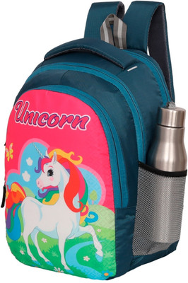 HouseOfCommon unicorn 30 Litre Nursery (LKG/UKG/1st to 5th std) Boys Girls Kids School Bag 30 L Backpack(Green, Pink)
