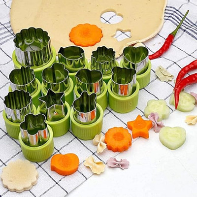 GOPINATH AUTOLINK 12 PCS Cookie Cutter Stainless Steel Vegetable Fruit Biscuit Cutters Shapes Sets Cookie Cutter(Pack of 12)