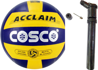 COSCO v/b acclaim sz-4 volleyball with dual action pump Volleyball - Size: 4(Standard, Pack of 1, Yellow, Blue)