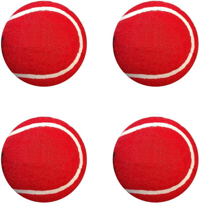 HOUSE OF COMMON Red Rubber Heavy Weight Tennis Cricket Ball Cricket Tennis Ball(Standard, Pack of 4)