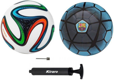 HACKERX Set of FCB & Brazuca Football With Air Pump Football - Size: 5(Standard, Pack of 3)