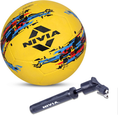 NIVIA Storm Football (Yellow) Size - 5 With Ball Pump Football - Size: 5(Standard, Pack of 1, Yellow)