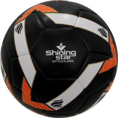 NIVIA Shining Star Stitchless Football - Size: 5(Standard, Pack of 1, Black, White, Orange)