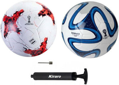 HACKERX Set of Russia & BrazucaBlue Football With Air Pump Football - Size: 5(Standard, Pack of 3)
