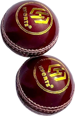 HYORTS Cricket Leather Ball 2 Part 2Piece Red Leather ball B Cricket Leather Ball(Standard, Pack of 2, Red)