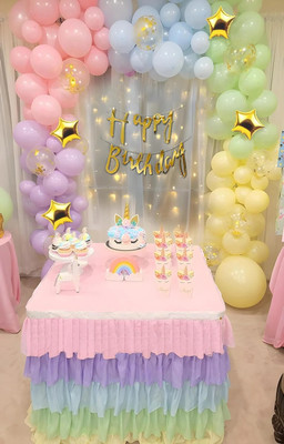 PARTY MIDLINKERZ Solid Rosegold Happy Birthday Balloons Decoration Kit Items Birthday Combo Pack Balloon(Multicolor, Pack of 2)