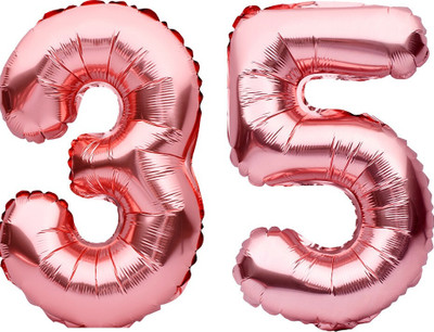 Tejal Trader Solid Birthday Numbers Solid Rosegold '35' Numerical Foil Balloon for Celebration Letter Balloon(Gold, Pack of 2)