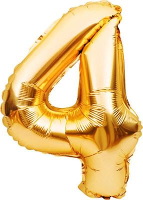 Tejal Trader Solid Birthday Numbers Solid Golden '4' Numerical Foil Balloon for Celebration Balloon(Gold, Pack of 1)