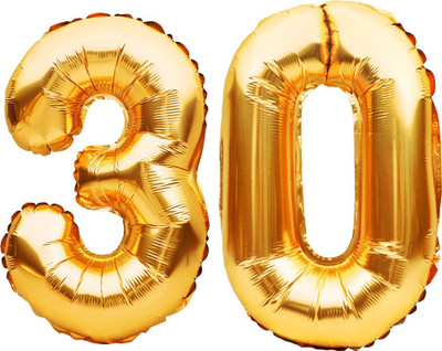 Tejal Trader Solid Birthday Numbers Solid Golden '30' Numerical Foil Balloon for Celebration Balloon(Gold, Pack of 2)