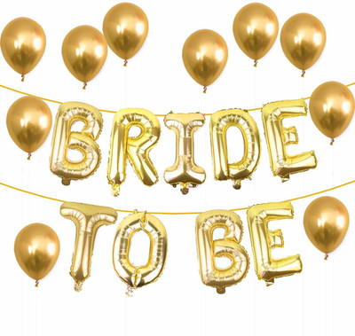 Tejal Trader Solid BalloonssBridetobeGolden Balloon(Gold, Pack of 2)