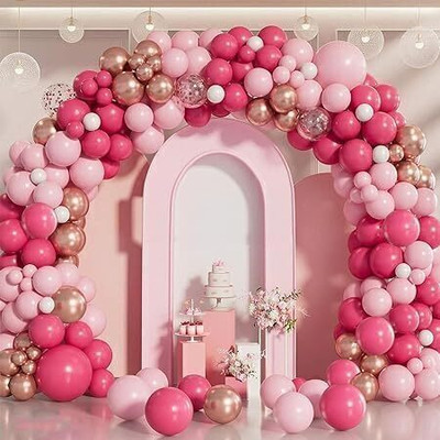 DD Enterprises Solid Rubber Balloons For Birthday Decoration For Birthday Birthday Decoration Items Balloon(Pink, Pack of 100)