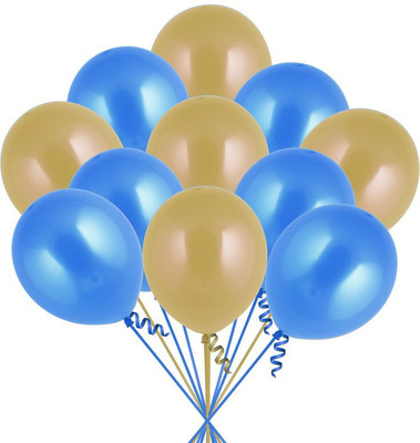 Tejal Trader Solid 51Pcs Golden, Blue Metallic Balloons For Ballons For Decorating Balloon(Blue, Gold, Pack of 51)